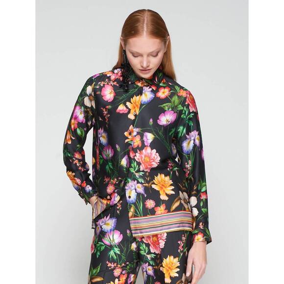 NEW VILAGALLO tea floral button down shirt in flower print - Picture 3 of 4